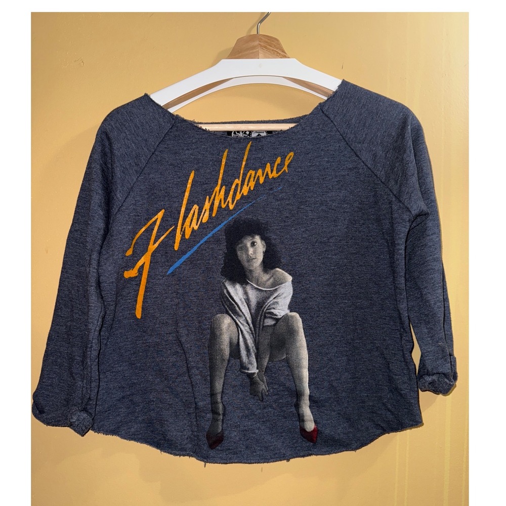 VTG Flashdance Movie Graphic Cropped Sweatshirt Pullover Women's Size‎ S P